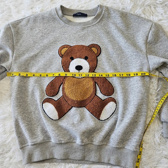 Elpam Women's Gray Teddy Bear Graphic Crewneck Sweatshirt. Size‎ S - Picture 7 of 7